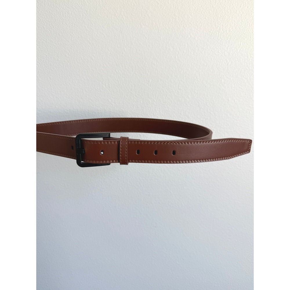 Itay Belts‎ Mens Brown Metal Free Vegan Leather Belt 35/90 TSA Friendly Buckle